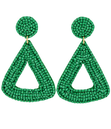 Beaded Round Triangle Earrings