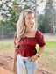 Instantly Lovable Red Puff Sleeve Top