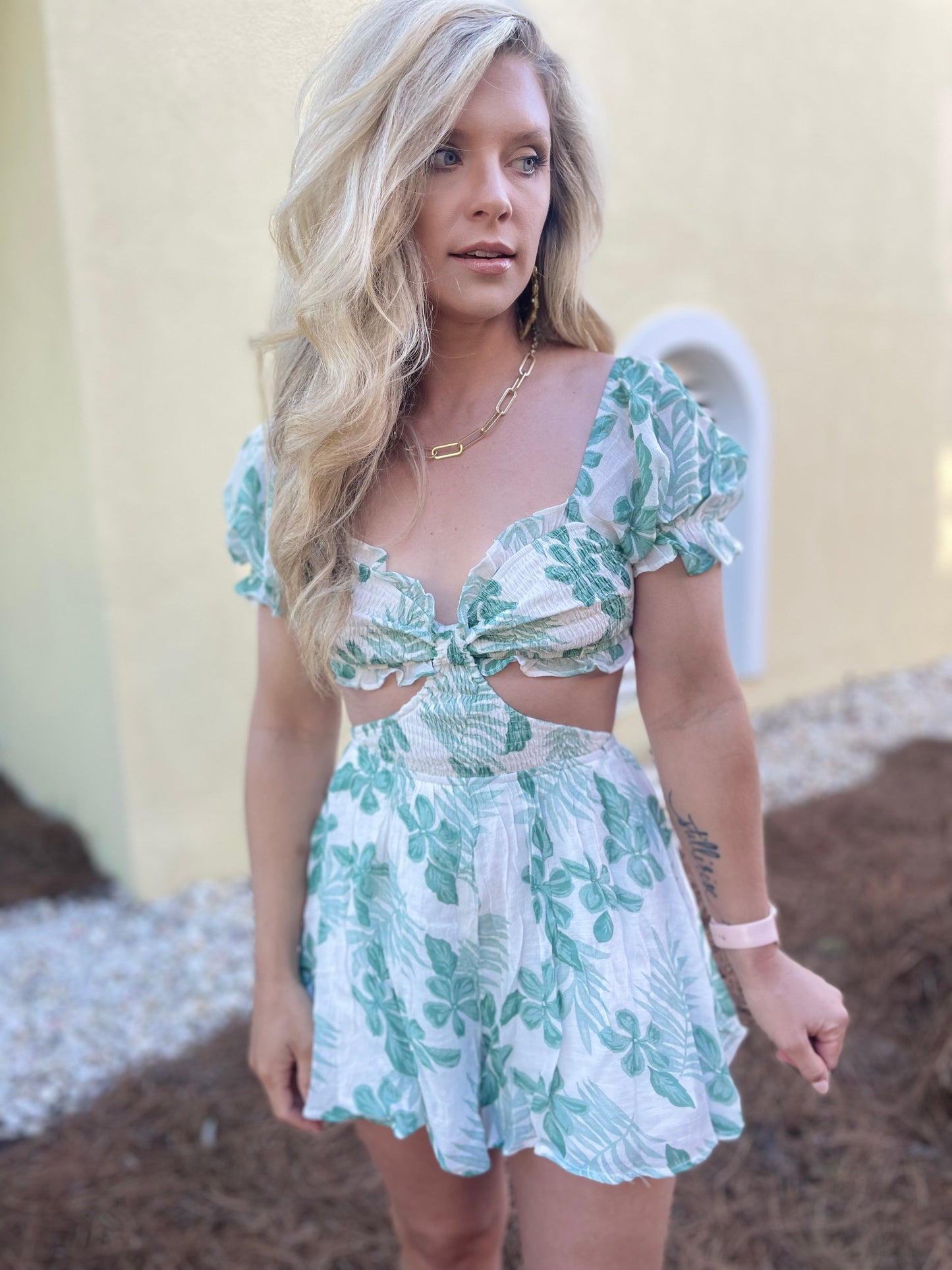 Seaside Green Romper