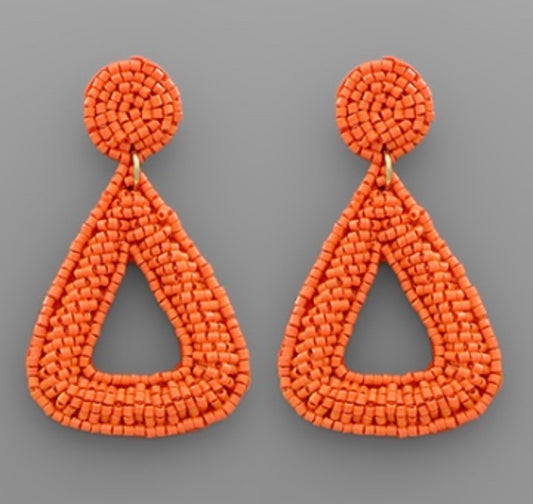 Beaded Round Triangle Earrings