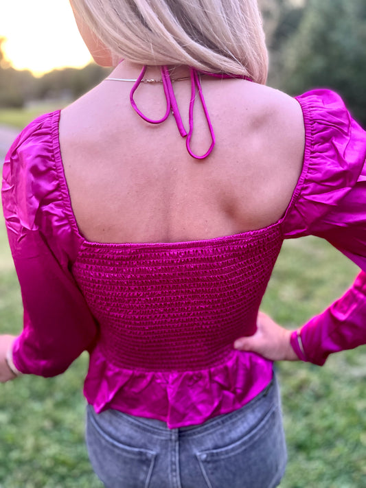 She Stands Out Fuchsia Cropped Top